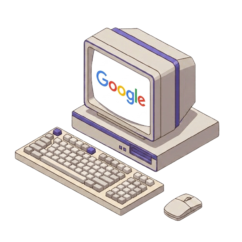Ordenador mostrando resultados de búsqueda en Google